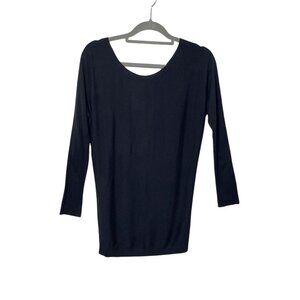 Vince Black Sweater Tunic Top Women's XS Cashmere Blend Keyhole Back with Tie